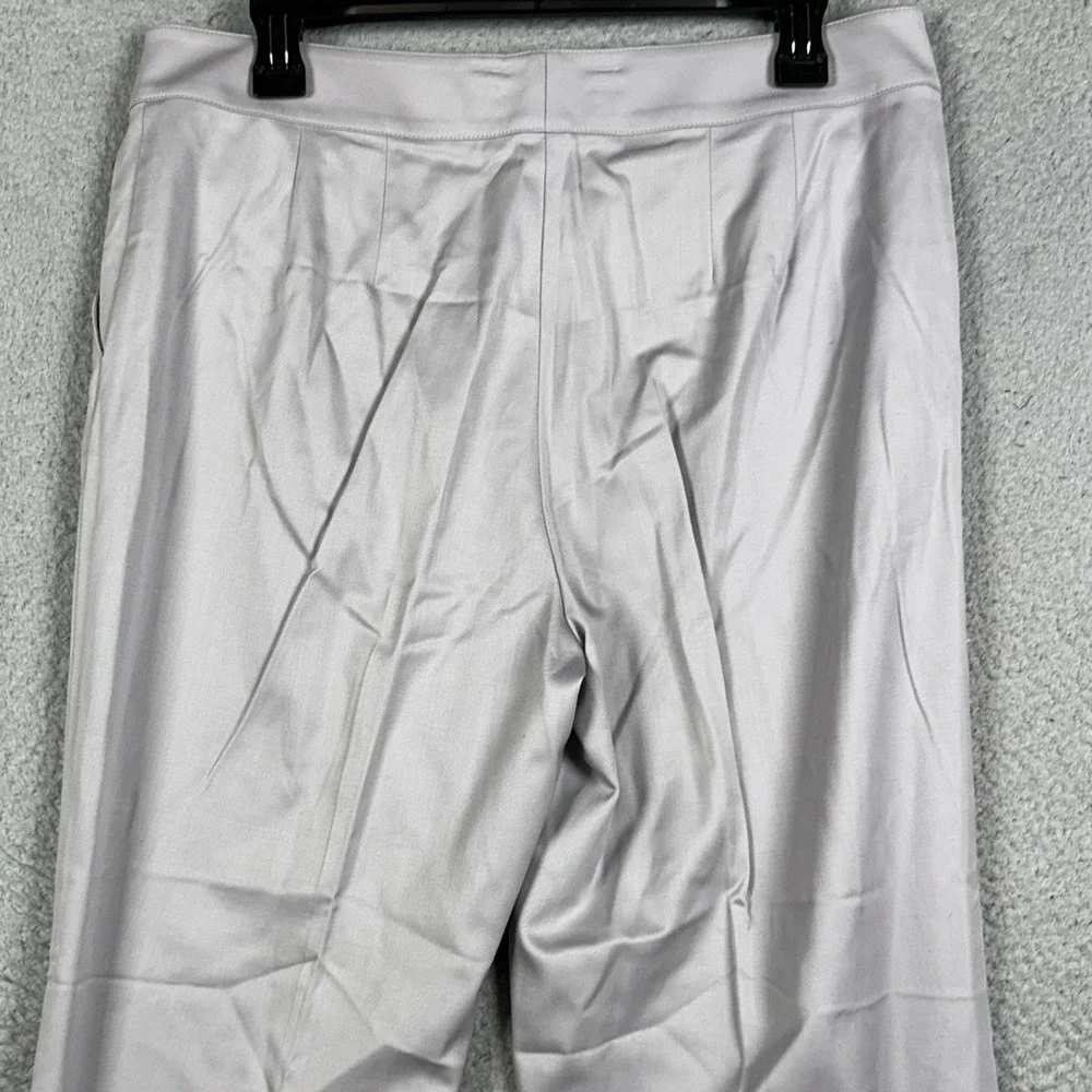 St. John Pants Womens 10 Light Grey Straight Leg Dress Flat Front Office Formal